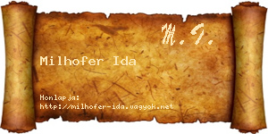 Milhofer Ida névjegykártya